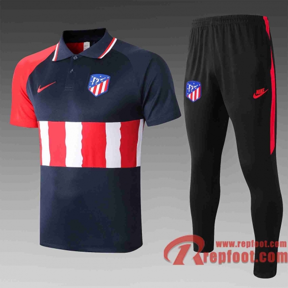 Atletico Madrid Polo de foot 20 21 bleu marin - rouge Blanc C507#