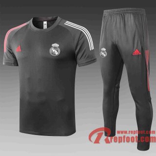 Real Madrid T-shirt de foot 20 21 Gris foncé C516#