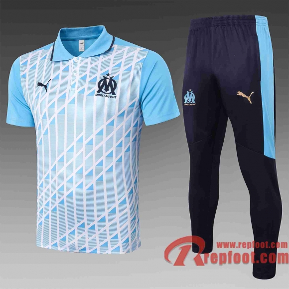 Olympique Marseille Polo de foot 20 21 Bleu clair C521#