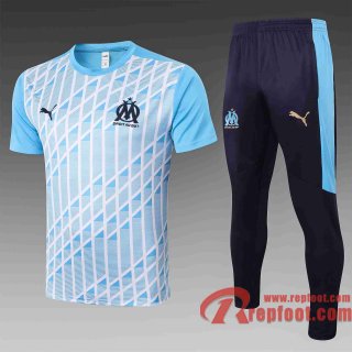 Olympique Marseille T-shirt de foot 20 21 Bleu clair C523#