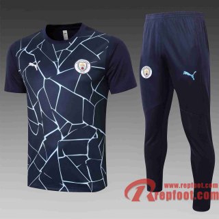 Manchester City Polo foot Tampographie bleu foncé 20 21 C562