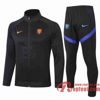 Pays-Bas Survetement Foot Enfant - Veste 20 21 noir