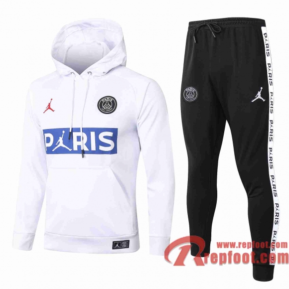 PSG Paris Survetement Foot Sweat a Capuche Enfant - Veste blanc 20 21 bleu Paris