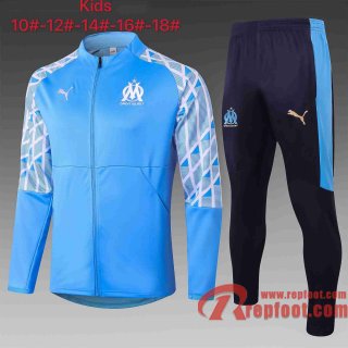 Olympique De Marseille Survetement Foot Enfant - Veste Bleu clair 20 21 E470