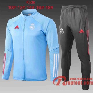 Real Madrid Survetement Foot Enfant - Veste Bleu clair 20 21 E483