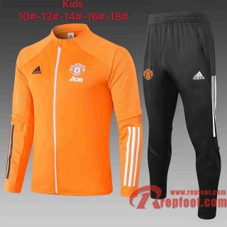 Manchester United Survetement Foot Enfant - Veste Orange 20 21 E485