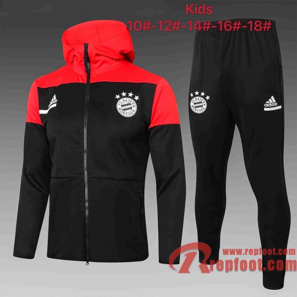 Bayern Munich Survetement Foot Enfant - Veste Sweat a Capuche noir 20 21 E499