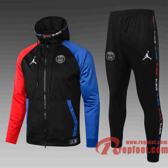 Airman Survetement Foot Sweat a Capuche - Veste noir 20 21 Manches bicolores