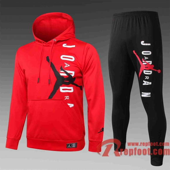 Airman Survetement Foot Sweat a Capuche - Veste rouge 20 21 noir Logo