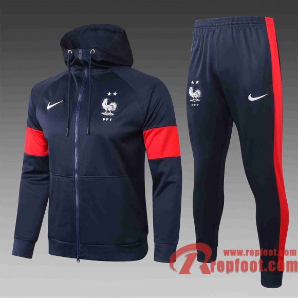 France Survetement Foot Sweat a Capuche - Veste Marine 20 21