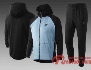 Sport Survetement Foot Sport Sweat a Capuche - Veste Bleu clair 20 21 Manches noires