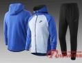 Sport Survetement Foot Sport Sweat a Capuche - Veste Bleu clair 20 21 Manches bleues