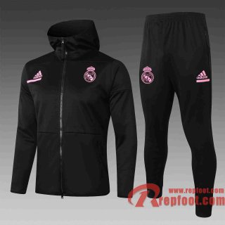 Real Madrid Veste foot - Sweat a Capuche noir 20 21 F276