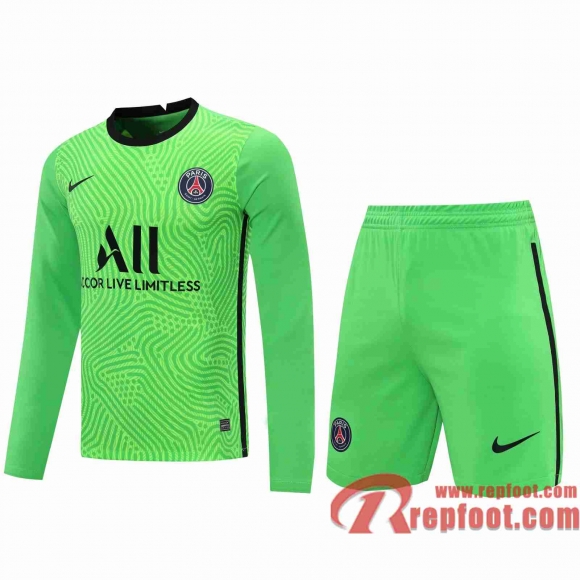 Paris PSG Maillots foot Gardiens de but Manche Longue green 20 21