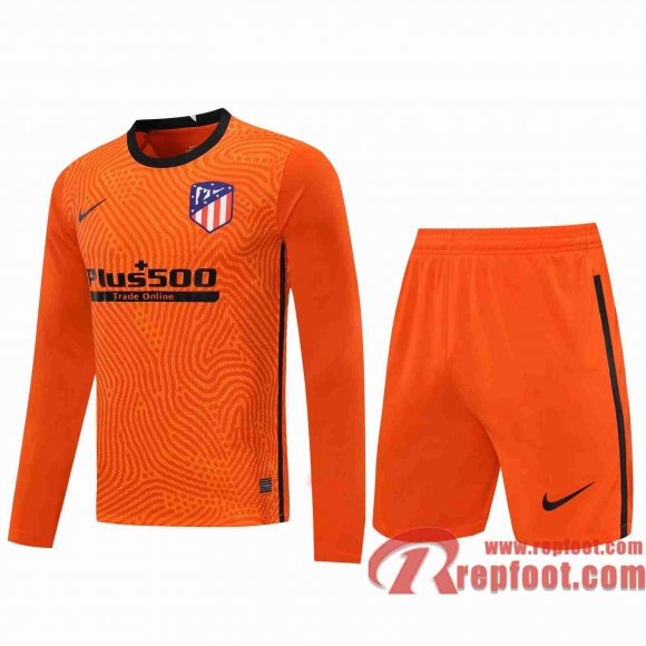 Atletico Madrid Maillots foot Gardiens de but Manche Longue Orange 20 21