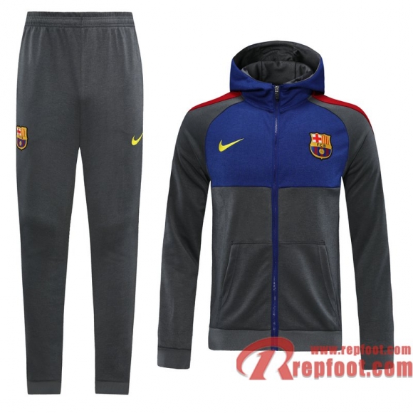 Barcelone Veste foot - Sweat a Capuche Gris foncE - 20 21 J123