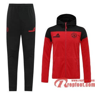 Manchester United Veste foot - Sweat a Capuche rouge - 20 21 J128