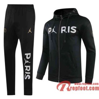 PSG Paris Veste foot - Sweat a Capuche Jordan noir - 20 21 J157