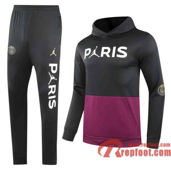 PSG Paris Veste foot - Sweat a Capuche Noir/marron - 20 21 J166
