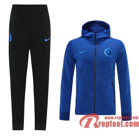 Chelsea Veste foot - Sweat a Capuche Bleu brillant 20 21 J172  Chelsea Veste foot - Sweat a Capuche Bleu brillant 20 21 J172
