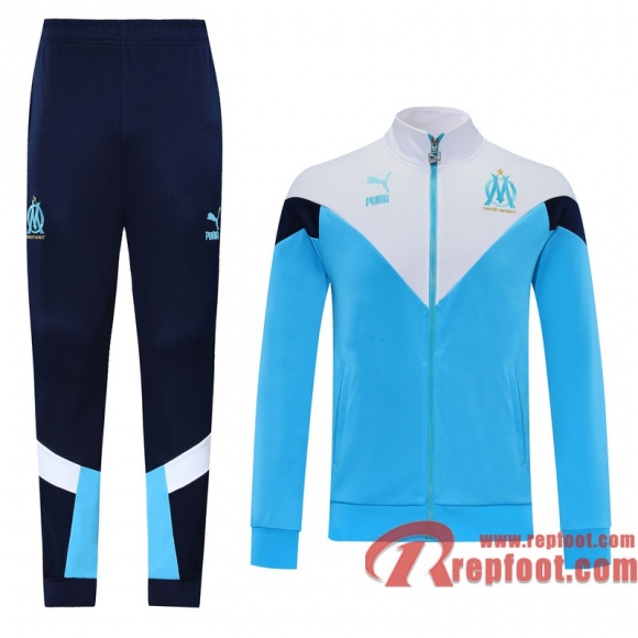 Olympique De Marseille Veste foot Bleu clair/blanc - Style classique 20 21 J23