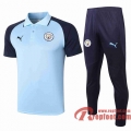 Manchester City Polo foot Bleu clair - Manches Royal Blue 20 21 P183