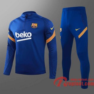 Barcelone Survetement Foot bleu - Fermeture eclair courte 20 21 T12