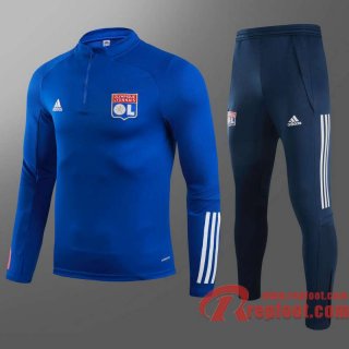 Olympique Lyon Survetement Foot Bleu fonce - Fermeture eclair courte 20 21 T34