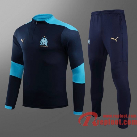 Olympique De Marseille Survetement Foot bleu marin - Fermeture eclair courte 20 21 T37