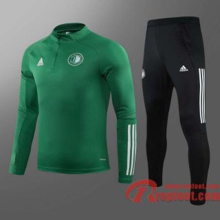 Feyenoord Rotterdam Survetement Foot vert - Fermeture eclair courte 20 21 T39