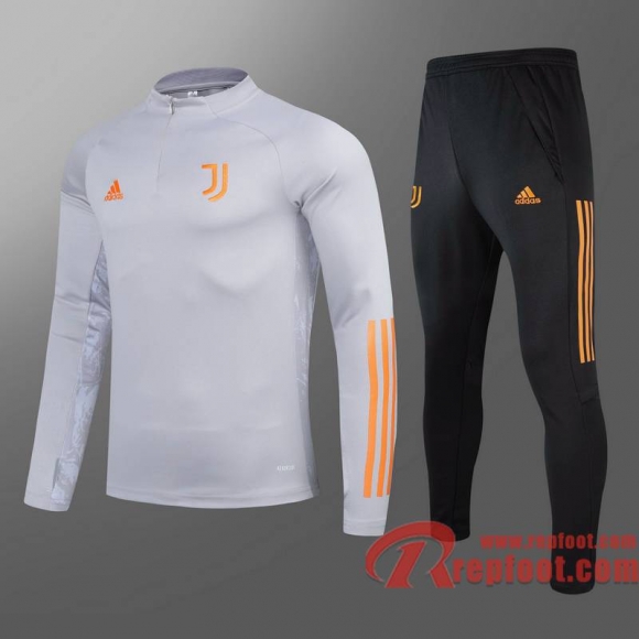 Juventus Survetement Foot gris - Fermeture eclair courte 20 21 T41