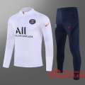 PSG Paris Survetement Foot blanc - Fermeture eclair courte 20 21 T48