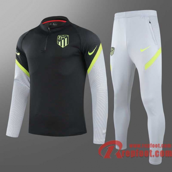 Atletico Madrid Survetement Foot noir - Fermeture eclair courte 20 21 T72  Atletico Madrid Survetement Foot noir - Fermeture eclair courte 20 21 T72