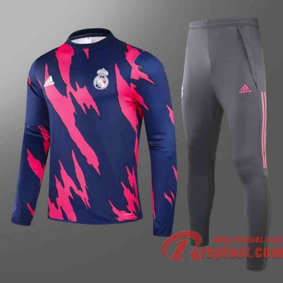 Real Madrid Survetement Foot rouge et bleu - Impression de cheval 20 21 T86