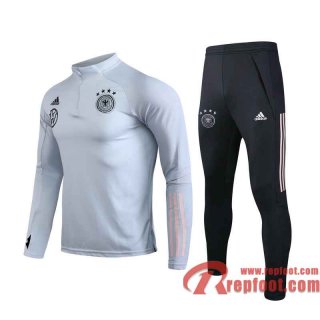 Allemagne Survetement Foot Enfant Gris clair - Fermeture eclair courte TK06