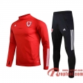 Galles Survetement Foot Enfant Galles rouge - Fermeture eclair courte TK10