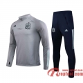 Espagne Survetement Foot Enfant Gris clair - Fermeture eclair courte TK11