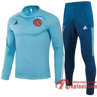 Ajax Survetement Foot Enfant Bleu clair - Fermeture eclair courte TK14