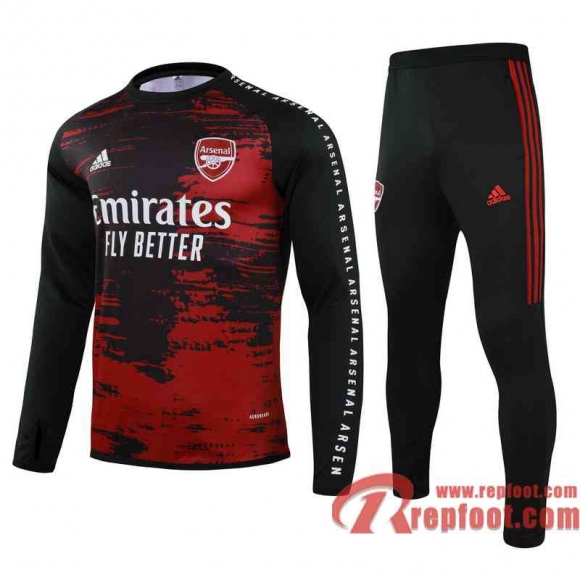 Arsenal Survetement Foot Enfant Rouge noir - Col rond a imprime pad TK15