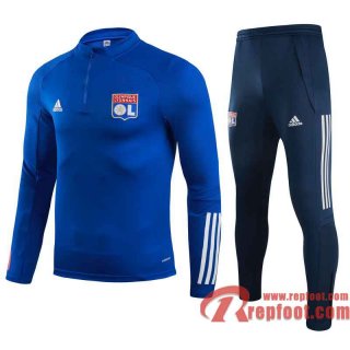 Olympique Lyon Survetement Foot Enfant Bleu fonce - Fermeture eclair courte TK35