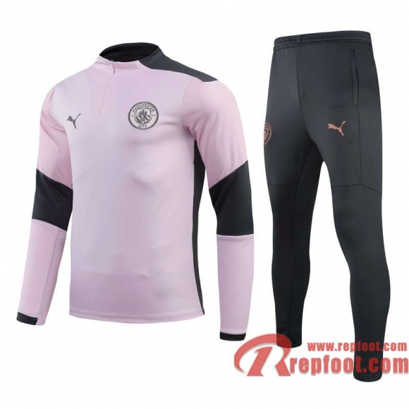 Manchester City Survetement Foot Enfant Rose - Fermeture eclair courte TK41
