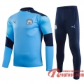 Manchester City Survetement Foot Enfant Bleu ciel - Fermeture eclair diagonale TK44