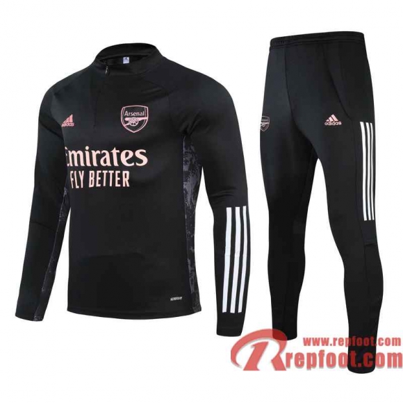 Arsenal Survetement Foot Enfant noir - Fermeture eclair courte TK50