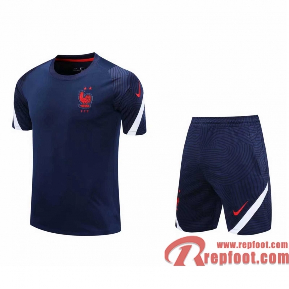 France Survetement Foot T-shirt bleu marin 20 21 TT106