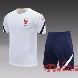 France Survetement Foot T-shirt blanc 20 21 TT107