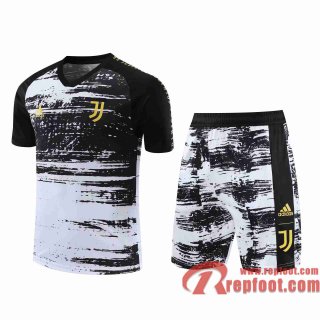 Juventus Survetement Foot T-shirt Blanc noir 20 21 TT110