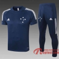 Cruzeiro EC Survetement Foot T-shirt Bleu fonce 20 21 TT11
