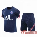 Paris PSG Survetement Foot T-shirt Bleu fonce 20 21 TT121