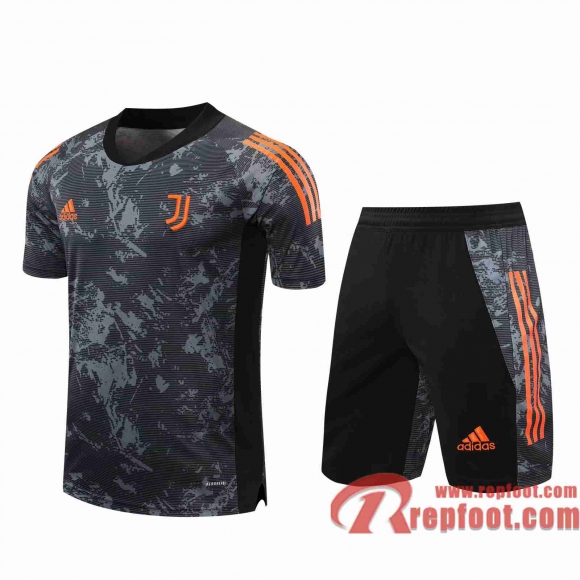 Juventus Survetement Foot T-shirt Gris fonce 20 21 TT125