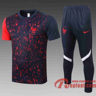 France Survetement Foot T-shirt Taches noires/rouges 20 21 TT21